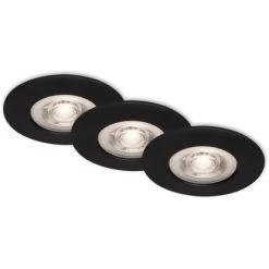 Brilo LED-Einbauleuchte Kulana 3er-Set Dimmbar Matt-Schwarz