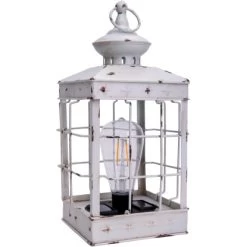 Näve LED-Deko-Solarleuchte Laterne 31,5 Cm Antik Weiß Mit Aufhängemöglichkeit