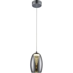 Brilliant LED-Pendelleuchte Metropolis 1-flammig Chrom Und Rauchglas