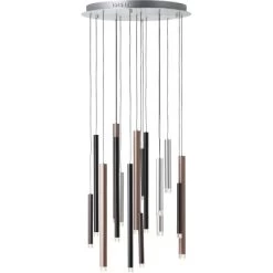 Brilliant Pendelleuchte Cembalo 16-flammig Aluminium Und Schwarz Und Braun -Lampe Geschäft 4004353329647 4731 CU 08