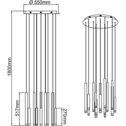 Brilliant Pendelleuchte Cembalo 16-flammig Aluminium Und Schwarz Und Braun -Lampe Geschäft 4004353329647 4731 CU 10