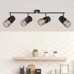 Brilliant Spotbalken Kamolo 4-flammig Schwarz Matt