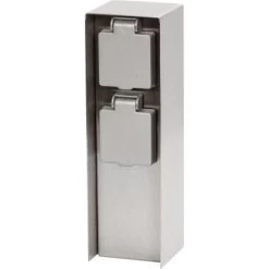 2-fach Steckdosensäule IP44 Silber