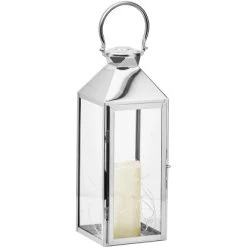 Amare Edelstahl Laterne Mit LED-Kerze 15 Cm X 14 Cm X 40 Cm