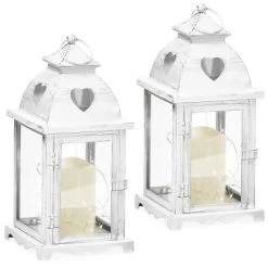 Amare Laterne Herzform Mit LED-Kerze 2er-Set Weiß 14 Cm X 14 Cm X 30 Cm