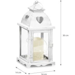 Amare Laterne Herzform Mit LED-Kerze 2er-Set Weiß 14 Cm X 14 Cm X 30 Cm -Lampe Geschäft 4251083906130 4655 04