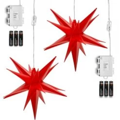 Amare LED-3D-Weihnachtssterne 2er-Set Mit Timer Rot Ø 27 Cm -Lampe Geschäft 4251083907588 4655 02