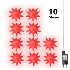 Amare LED-Sternenlichterkette 10-flammig Rot Ø 12 Cm