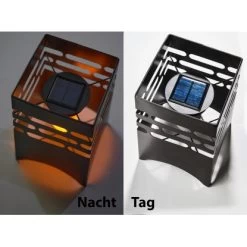 Amare LED-Solargartenfeuer Eckig Schwarz Mit Flammeneffekt -Lampe Geschäft 4251083908066 4655 04