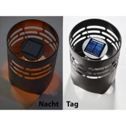 Amare LED-Solargartenfeuer Rund Schwarz Mit Flammeneffekt -Lampe Geschäft 4251083908073 4655 03