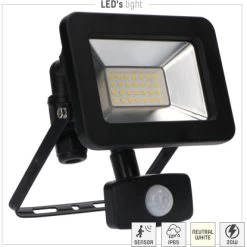LED-Strahler 4000 K IP44 Sensor Sanan LED 20 W 2200 Lm Schwarz -Lampe Geschäft 692773 11020200 06