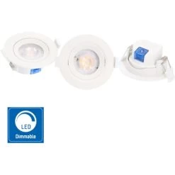 Spots 5 W 360 Lm 2700 K Ø 6,8 Cm Dimmbar Weiß 3 Stk. -Lampe Geschäft 693126 11020200 08