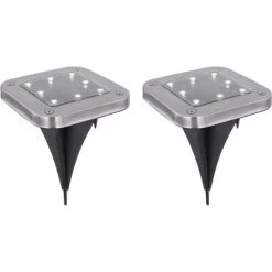 Globo LED-Solaraußenleuchte Edelstahl 4 Stk. Mit Erdspieß Quadratisch Flach