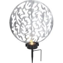 Globo LED-Solaraußenleuchte Mit Erdspieß Rund Metall Silber