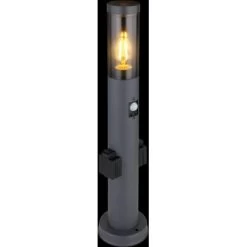 Globo Außenleuchte Boston Edelstahl Anthrazit Mit 2 Steckdosen & Bewegungssensor -Lampe Geschäft 965030 3749 7